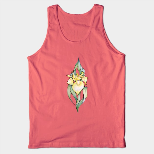 Yellow Iris Flower Tank Top by Yulla